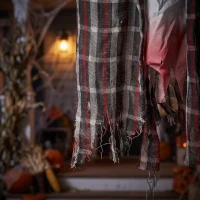 HOMCOM 110cm Screaming Animated Hanging Halloween Decoration, Sound Touch Activated Zombie Decor with Glowing Red Eyes(m-12)