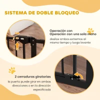 PawHut Barrera de Seguridad para Perros 74-100 cm con Extensiones Montaje a Presión y Doble Bloqueo Negro(m-6)