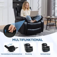 HOMCOM Massagesessel mit 8 Vibrationsköpfen, Relaxsessel, verstellbare Rückenlehne + Fußstütze, Schwarz(m-5)