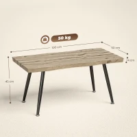 HOMCOM Couchtisch Beistelltisch mit Stahlbeine, 4 cm dicker Tischplatte Wohnzimmertisch 100 x 50 x 45 cm Eiche+Schwarz(m-3)