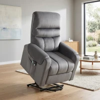 HOMCOM Fauteuil releveur électrique massage vibration et chaleur, fauteuil relax électrique en velours, gris foncé(m-2)