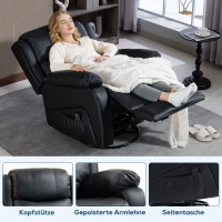 HOMCOM Massagesessel, Wärme- & Liegefunktion, Kunstleder, bis 150kg, 97x92x104cm, Schwarz(m-9)