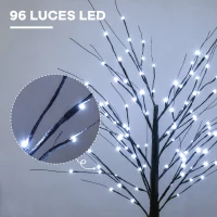 HOMCOM Árbol Luminoso LED Blanco Cálido 96 LEDs Uso Interior 150 cm Decoración de Navidad Marrón(m-4)