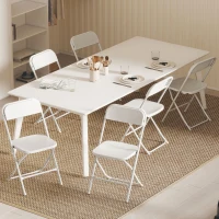 HOMCOM 6er-Set Klappstühle, faltbare Stühle mit Ablauflöchern, Stahlrahmen, vielseitig einsetzbar, Weiß(m-10)