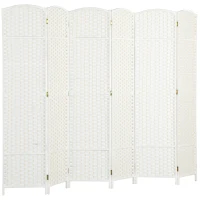 HOMCOM 6-teiliger Raumtrenner, Faltbarer Sichtschutz, Sichtschutzwand für Wohnzimmer, Schlafzimmer, Homeoffice, Weiß(m-1)