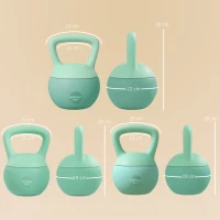 SPORTNOW Conjunto de 3 Kettlebells 6/8/10 kg Revestimento Suave Preenchimento de Areia Metálica Pega Antiderrapante Verde(m-3)