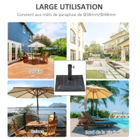 Outsunny Pied de parasol, socle parasol extérieur en résine 9 kg, pour mât de Ø 38/48 mm, pour terrasse, 44 x 44 x 33 cm, bronze(m-6)