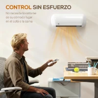 HOMCOM Calefactor Eléctrico de Pared 2000W con 3 Modos Pantalla LED Termostato Temporizador y Oscilación Blanco(m-8)