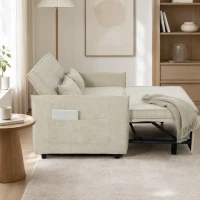HOMCOM Canapea Convertible 2 Locuri, Canapea-Pat 3 în 1 Catifea 137 cm, Spătar Reglabil, Șezut Lat, 2 Perne, Verde(m-5)
