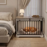 PawHut 100 cm Large Dog Crate Furniture with Sliding Barn Door for Large Dogs, White(m-9)