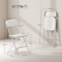 HOMCOM 6er-Set Klappstühle, faltbare Stühle mit Ablauflöchern, Stahlrahmen, vielseitig einsetzbar, Weiß(m-3)