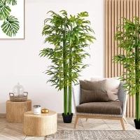 HOMCOM Conjunto de 2 Plantas Artificiais Bambus Artificiais para Interiores e Exteriores Ø17x180 cm Verde(m-7)