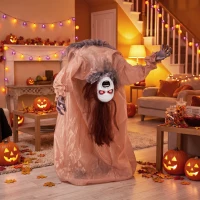 HOMCOM Fantasma animado de Halloween com gritos assustadores, olhos luminosos, ativado por som/toque(m-6)