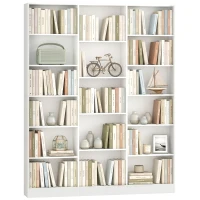 HOMCOM Bücherregal 6 Ebenen, Aufbewahrungsregal mit 17 Fächern und verstellbaren Einlegeböden, 149 x 23,6 x 188 cm, Weiß(m-8)