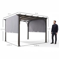 Outsunny 3 x 3(m) Outdoor Pergola, Garden Pergola Gazebo with Adjustable Canopy, Grey(m-4)