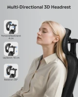 DEVAISE Ergonomic High Back Chair, Breathable Mesh Office Chair Featuring Dynamic Lumbar Support, Adjustable Headrest, 3D Armrests and 360° Swivel Function for Home Office, Black(m-7)