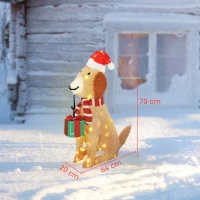 Outsunny Weihnachtsdekoration, Beleuchteter Weihnachtswelpe mit 74 warmweißen LED-Lichtern, 64 x 20 x 70 cm, Gelb(m-3)