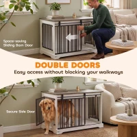 PawHut 100 cm Large Dog Crate Furniture with Sliding Barn Door for Large Dogs, White(m-5)