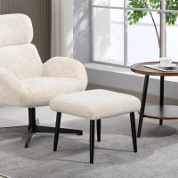 HOMCOM Sitzhocker Hocker mit weichem Sitzkissen Stahlbeinen Fußhocker mit Chenille-Stoff, 45 x 41 x 38 cm, Cremeweiß(m-10)