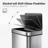 HOMCOM 50 L Sensor-Mülleimer, automatischer Deckel, Edelstahl, vielseitig einsetzbar, Silberfarben(m-7)