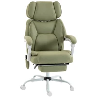 HOMCOM High Back Vibration Massage Office Chair Heated Reclining Computer Chair w/ Adjustable Height, Swivel Wheels, Lime Green(m-1)