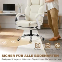 HOMCOM Bürostuhl mit Liegefunktion, Schreibtischstuhl, höhenverstellbar Drehstuhl mit Fußstütze, 64 x 73 x 120 cm, Beige(m-8)