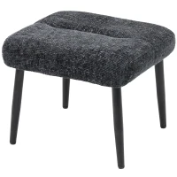 HOMCOM Sitzhocker Hocker mit weichem Sitzkissen Stahlbeinen Fußhocker mit Chenille-Stoff, 45 x 41 x 38 cm, Dunkelgrau(m-11)