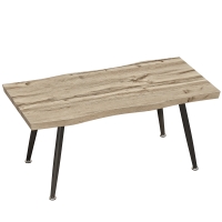 HOMCOM Couchtisch Beistelltisch mit Stahlbeine, 4 cm dicker Tischplatte Wohnzimmertisch 100 x 50 x 45 cm Eiche+Schwarz