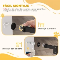 PawHut Barrera de Seguridad para Perros 74-100 cm con Extensiones Montaje a Presión y Doble Bloqueo Negro(m-7)