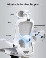 DEVAISE Ergonomic High Back Chair, Breathable Mesh Office Chair Featuring Dynamic Lumbar Support, Adjustable Headrest, 3D Armrests and 360° Swivel Function for Home Office, Grey(m-6)