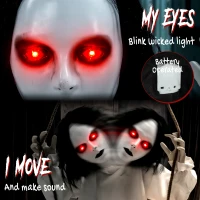 HOMCOM 170cm Animated Hanging Swing Ghost Halloween Decoration, Sound Touch Activated Ghost Halloween Animatronic(m-4)