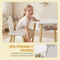 AIYAPLAY Kids Table and Chairs Set with Storage Bag Toddler Table and Chairs Set 3 Piece for Playroom White(m-6)