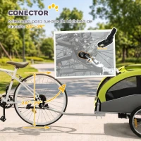 PawHut Remolque de Bicicleta Perros 2 en 1 Carrito Perros Medianos Plegable con Suspensión Neumáticos Grandes Ventanas Verde(m-7)