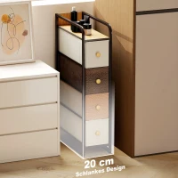 HOMCOM Kommode Schrank mit 4 Schubladen aus Vliesstoff Aufbewahrungsschrank mit Stahlrahmen, 20 x 47 x 84,5 cm, Mehrfarbig(m-4)