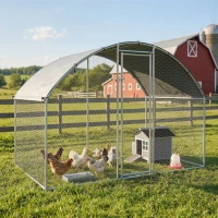 PawHut Gallinero para Exterior 2,8x1,7x1,9 m Cubierta de Tela Oxford Anti-UV Impermeable Pestillos para 5-8 Gallinas Plata(m-2)