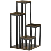 Outsunny Soporte para Plantas de Madera de 4 Niveles con Base Soporte para Macetas para Interior y Exterior 40x40x81 cm Marrón(m-1)
