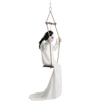 HOMCOM 170cm Animated Hanging Swing Ghost Halloween Decoration, Sound Touch Activated Ghost Halloween Animatronic(m-15)