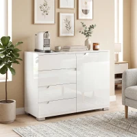 HOMCOM Kommode mit 4 Schubladen Sideboard mit 1 Tür, Verstellbarem Einlegeboden, für Wohnzimmer, Schlafzimmer 100 x 40 x 80 cm(m-10)