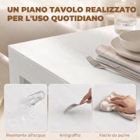HOMCOM Tavolo Consolle Allungabile e Convertibile per 10 Persone, 96-240x90x78 cm, Bianco(m-7)