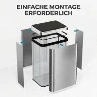 HOMCOM Sensor Mülleimer 40L Edelstahl Automatischer Mülleimer mit Soft-Close-Deckel Bewegungssensor 35,5 x 26 x 55 cm Silber(m-5)