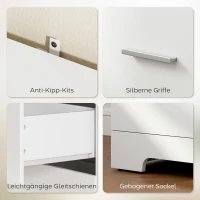 HOMCOM Bücherschrank Hochschrank Vitrinenschrank mit 3 Schubladen, 3 offen Regalen, für Wohnzimmer Küche, 79x39,5x180 cm, Weiß(m-8)