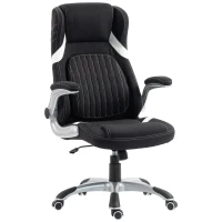 Vinsetto Sedia da Ufficio Ergonomica in Tessuto con Supporto Lombare e Altezza Regolabile, Nero(m-1)