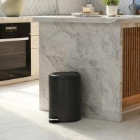HOMCOM 20-Liter Küchen-Mülleimer, Fingerabdruckresistenter Metall-Abfalleimer mit Soft-Close-Deckel, Fußpedal und herausnehmbarem Eimer, Schwarz(m-10)