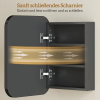 HOMCOM Spiegelschrank Bad, Badezimmerschrank mit Spiegel, Verstellbarem Regal, 40,2 x 10,2 x 50,9 cm, Schwarz(m-8)