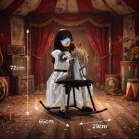 HOMCOM Animated Halloween Girl Riding Horse, Halloween Animatronics with Creepy Rhymes, Glowing Eyes, Sound/Touch Activated(m-3)
