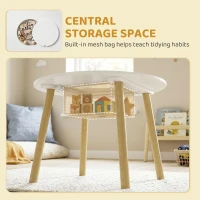 AIYAPLAY Kids Table and Chairs Set with Storage Bag Toddler Table and Chairs Set 3 Piece for Playroom White(m-5)