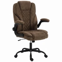 HOMCOM Office Chair, Ergonomic Desk Chair with Flip-up Armrest, Pocket Springs, Swivel Wheels, Adjustable Height, Brown(m-15)