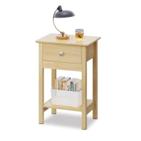 WLIVE Wooden Bedside Table, Nightstand with Shelf Drawer, Wooden Side Sofa Tables, for Small Spaces, End Tables for Living Room, Bedroom (1, Oak)(m-2)
