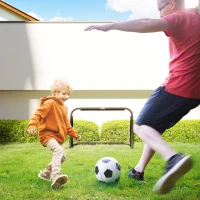 HOMCOM Lot de 2 Mini Cages de Football Pliables avec Filet et Piquets d'Ancrage au Sol, Métal Époxy et Oxford, 90x36x60cm, Noir(m-9)