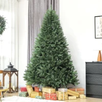 HOMCOM Árbol de Navidad Artificial de 210 cm con Ramas con Cremallera y Base en Metal Plegable Verde(m-10)